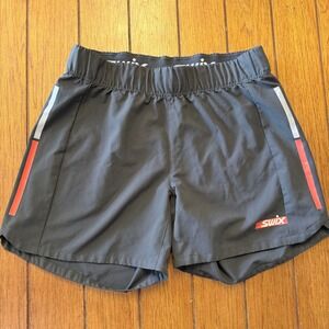 Swix Women Medium Carbon Running Shorts Gray Reflective Athletic Training Gym